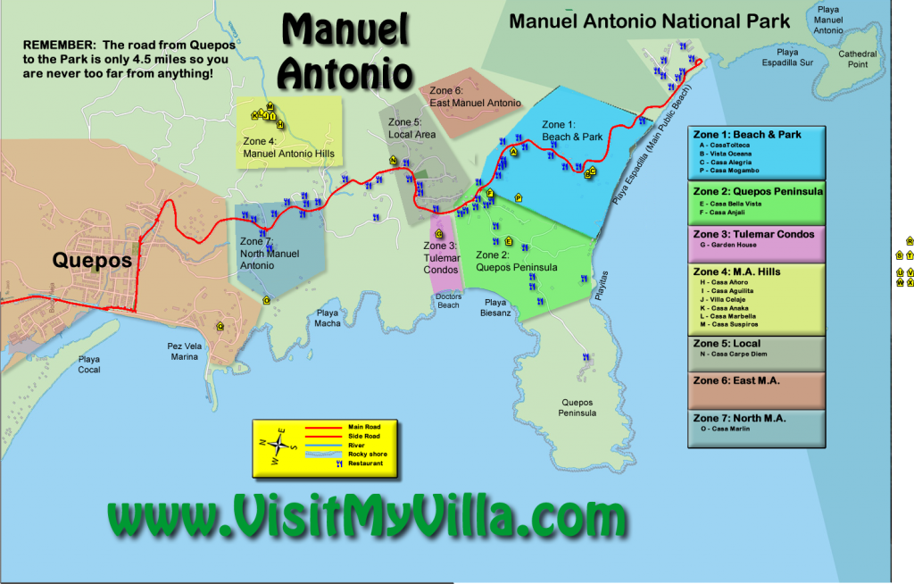 Manuel Antonio Maps Costa Rica Villa Manuel Antonio Vacation
